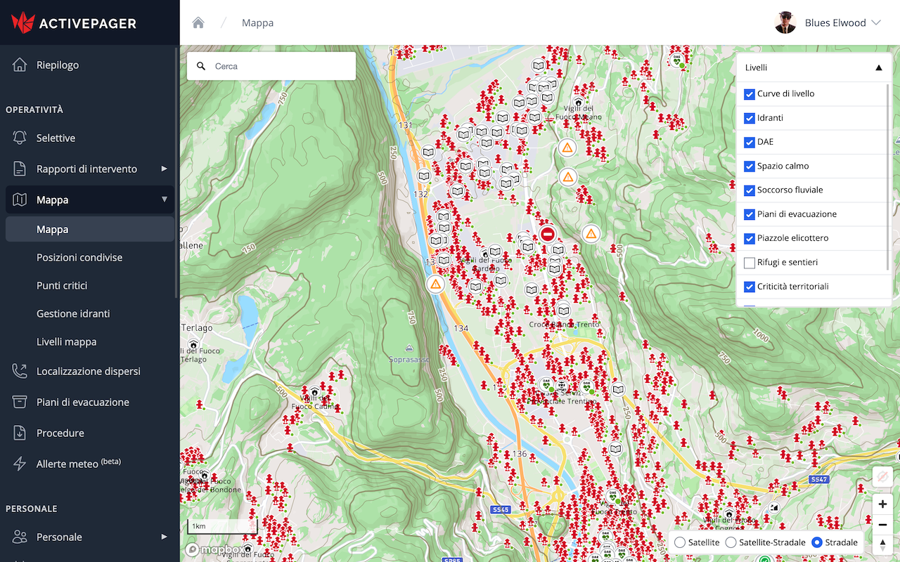 Mappa con tutti i livelli visualizzabili